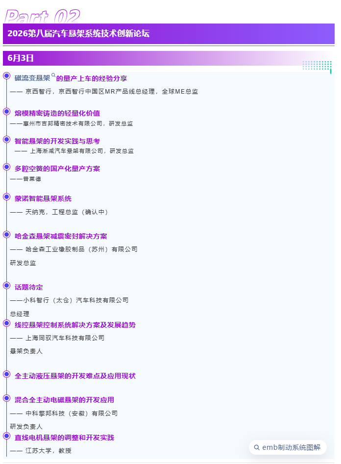 议程重磅公开！EMB、线控转向、主动悬架、角模块、域控——底盘关键技术全面解读